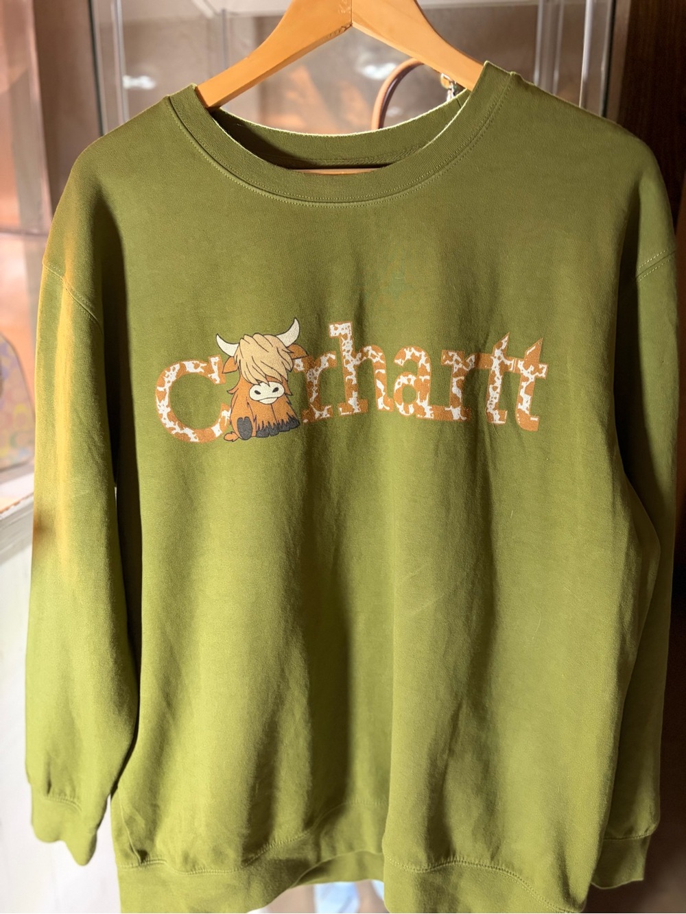 Carhartt Women's Olive Green Graphic Crewneck Sweatshirt